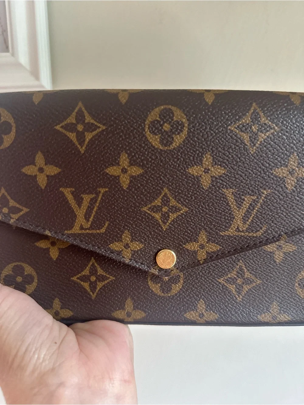 Louis Vuitton Brown Monogram Canvas Crossbody Pochette with Fuchsia Insert